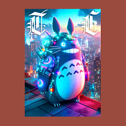 Свитшот хлопковый мужской Cool Totoro - cyberpunk, цвет: кирпичный — фото 2