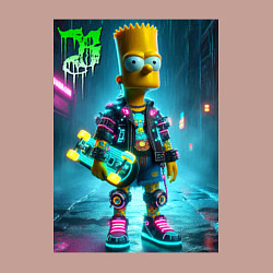 Свитшот хлопковый мужской Барт Симпсон со скейтбордом под проливным дождём -, цвет: пыльно-розовый — фото 2