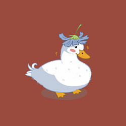 Свитшот хлопковый мужской Милая уточка гусь с цветочком на голове, цвет: кирпичный — фото 2