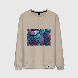 Свитшот хлопковый мужской Цветное стекло абстракция, цвет: миндальный