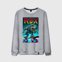 Мужской свитшот Tyrannosaur rex on a skateboard - ai art fantasy