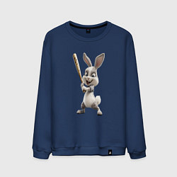 Свитшот хлопковый мужской Заяц спортивный, цвет: тёмно-синий