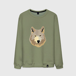 Свитшот хлопковый мужской Белый волк, цвет: авокадо