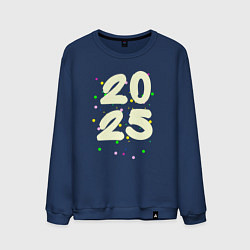 Свитшот хлопковый мужской 2025 с разноцветными крапинками, цвет: тёмно-синий