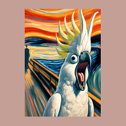 Свитшот хлопковый мужской Попугай какаду кричит на картине Эдварда Мунка - м, цвет: пыльно-розовый — фото 2