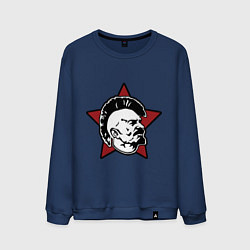 Свитшот хлопковый мужской Значок - Владимир Ленин панк, цвет: тёмно-синий