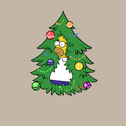 Свитшот хлопковый мужской Гомер - Новый год, цвет: миндальный — фото 2