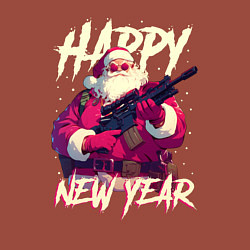 Свитшот хлопковый мужской Happy New Year Santa Claus with weapon, цвет: кирпичный — фото 2