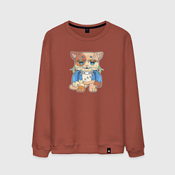 Свитшот хлопковый мужской Кот Франкенштейн, цвет: кирпичный