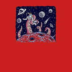 Свитшот хлопковый мужской Схватка с осьминогом в космосе, цвет: красный — фото 2