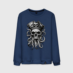 Свитшот хлопковый мужской Octopus skull, цвет: тёмно-синий