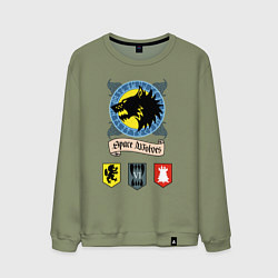 Свитшот хлопковый мужской Space wolves Warhammer 40k, цвет: авокадо