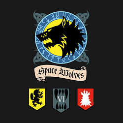 Свитшот хлопковый мужской Space wolves Warhammer 40k, цвет: черный — фото 2