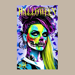 Свитшот хлопковый мужской Halloween zombie - magazin cover, цвет: миндальный — фото 2