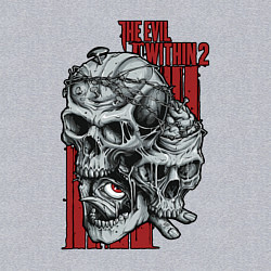 Свитшот хлопковый мужской The evil within 2 skulls, цвет: меланж — фото 2