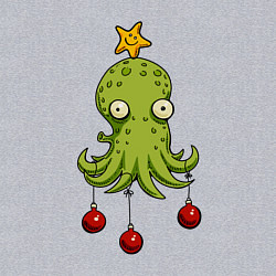 Свитшот хлопковый мужской Новогодний осьминог-елка, цвет: меланж — фото 2