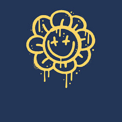 Свитшот хлопковый мужской Смайлик ромашка, цвет: тёмно-синий — фото 2