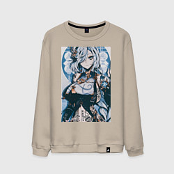 Свитшот хлопковый мужской Геншин Шэнь Хэ, цвет: миндальный