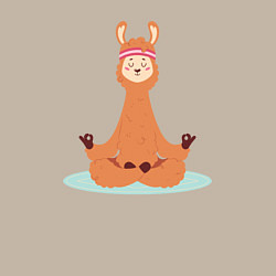 Свитшот хлопковый мужской Лама в позе лотоса занимается йогой, цвет: миндальный — фото 2