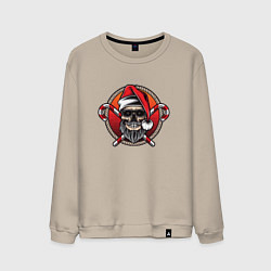 Свитшот хлопковый мужской Skull Santa, цвет: миндальный