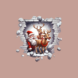 Свитшот хлопковый мужской Санта с оленями, цвет: пыльно-розовый — фото 2