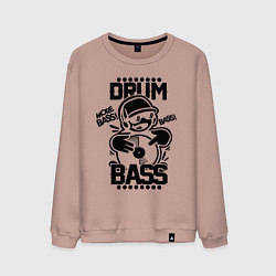 Свитшот хлопковый мужской Drum n Bass: More Bass цвета пыльно-розовый — фото 1