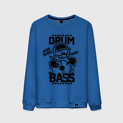 Свитшот хлопковый мужской Drum n Bass: More Bass цвета синий — фото 1