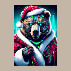 Свитшот хлопковый мужской Cyber bear - Santa Claus, цвет: миндальный — фото 2
