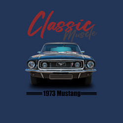 Свитшот хлопковый мужской Американский маслкар Ford Mustang 1973 года, цвет: тёмно-синий — фото 2