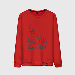 Свитшот хлопковый мужской Love peace yoga, цвет: красный