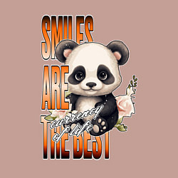 Свитшот хлопковый мужской Мишка панда с надписью, цвет: пыльно-розовый — фото 2