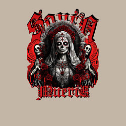 Свитшот хлопковый мужской Санта Муэрто с скелетами, цвет: миндальный — фото 2