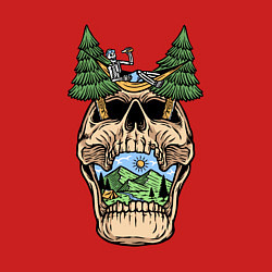 Свитшот хлопковый мужской Skull nature vibe, цвет: красный — фото 2