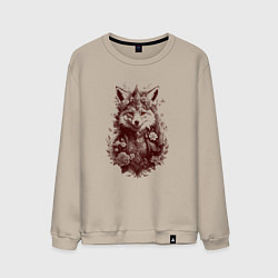 Свитшот хлопковый мужской Нарядная лиса, цвет: миндальный