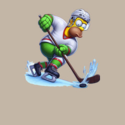 Свитшот хлопковый мужской Гомер Симпсон - крутой хоккеист, цвет: миндальный — фото 2