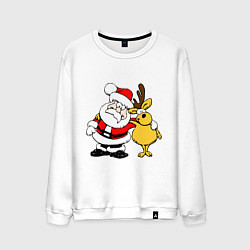 Свитшот хлопковый мужской Новогодняя парочка, цвет: белый