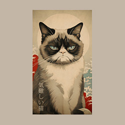 Свитшот хлопковый мужской Мемный кот - японский стиль, цвет: миндальный — фото 2