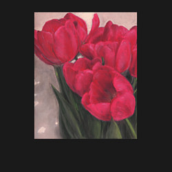 Свитшот хлопковый мужской Тюльпаны красные, цвет: черный — фото 2