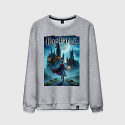 Мужской свитшот Harry Potter with a magic wand - Hogwarts