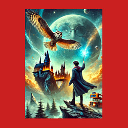 Свитшот хлопковый мужской Harry Potter and owl - Hogwarts, цвет: красный — фото 2