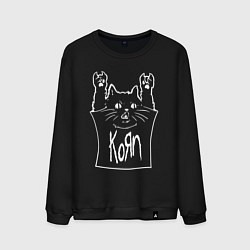 Свитшот хлопковый мужской KoЯn - cat rock, цвет: черный