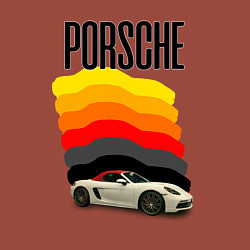 Свитшот хлопковый мужской Автомобиль Porsche на фоне флага ФРГ, цвет: кирпичный — фото 2