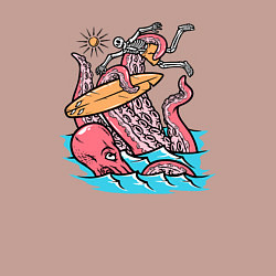 Свитшот хлопковый мужской Осьминог напал на серфера, цвет: пыльно-розовый — фото 2