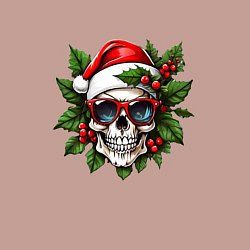 Свитшот хлопковый мужской Рождественский венок с черепом, цвет: пыльно-розовый — фото 2