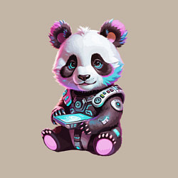 Свитшот хлопковый мужской Funny panda - cyberpunk fantasy, цвет: миндальный — фото 2