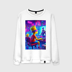 Свитшот хлопковый мужской Барт и Мэгги выбирают персонажа, цвет: белый