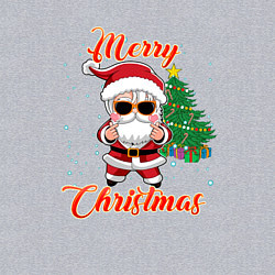 Свитшот хлопковый мужской Дед мороз поздравляет с новым годом, цвет: меланж — фото 2