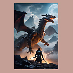 Свитшот хлопковый мужской Сражение с драконом, цвет: пыльно-розовый — фото 2