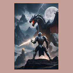 Свитшот хлопковый мужской Сражение рыцаря с драконом в стиле Demons Souls, цвет: пыльно-розовый — фото 2