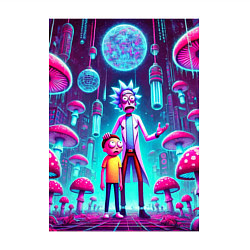 Свитшот хлопковый мужской Rick and Morty among neon mushrooms - ai art fanta, цвет: белый — фото 2